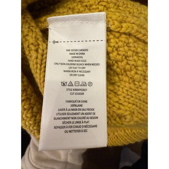 NWT Joie Mustard Yellow Cable Knit Wool Sweater Puff Sleave XS - Picture 9 of 9